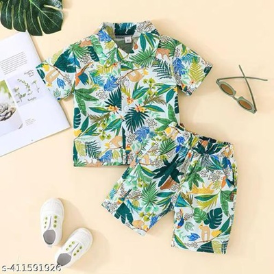 Boys Co ord Set Goa party Lock Green leaf
