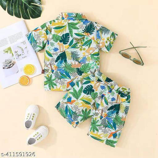 Boys Co ord Set Goa party Lock Green leaf - Image 2