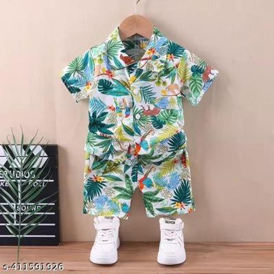 Boys Co ord Set Goa party Lock Green leaf - Image 3