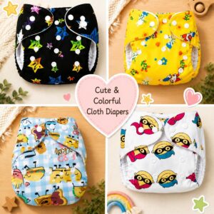 Multicolor Reusable Diaper ( 4 Pieces),